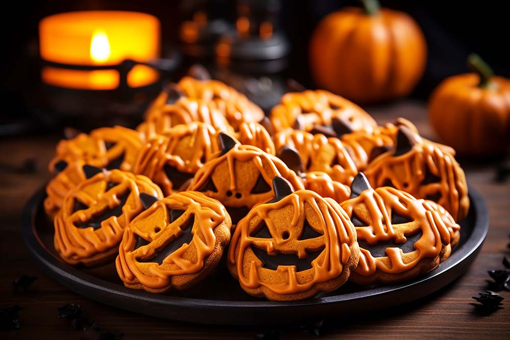 Słodkości na halloween - ciastka w kształcie dyni